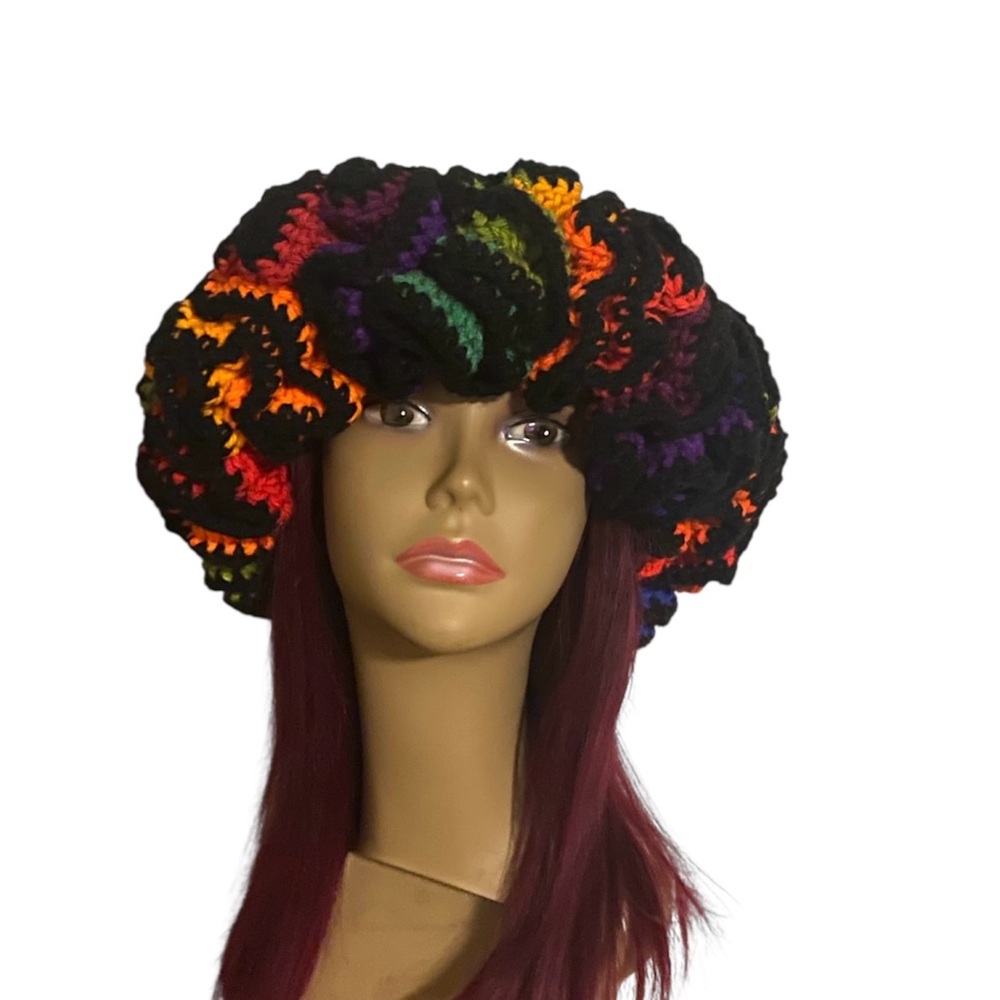 Colorful Handmade Crochet Ruffle Hat